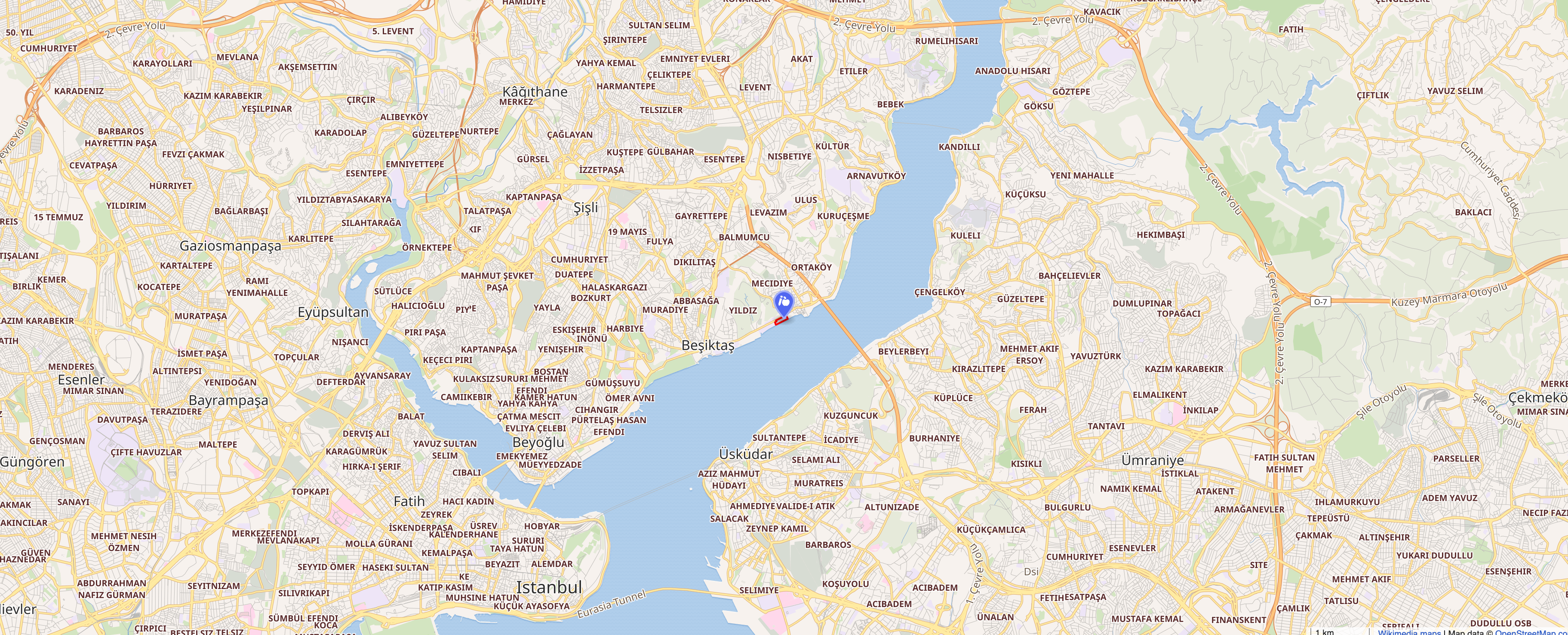Map of Kabataş High School and Feriye campus